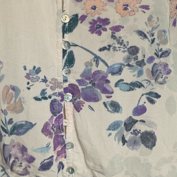 Lovestitch Floral Relaxed Ruched Short Sleeve Button Blouse Sz M #107A - Picture 6 of 9